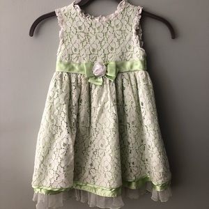 White lace and lime green spring summer dress